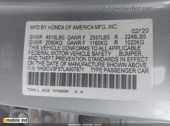 2020 Honda Accord — photo 9
