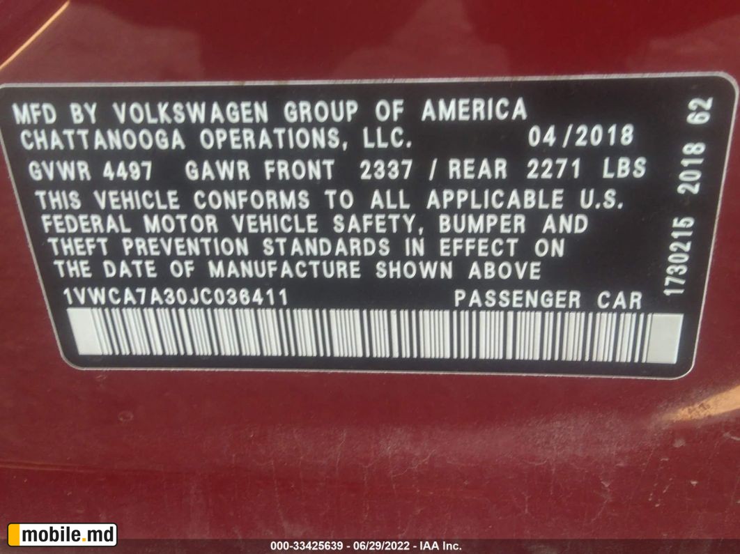 2018 Volkswagen Passat — photo 9