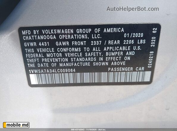 2020 Volkswagen Passat — photo 9
