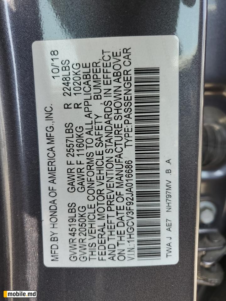 2018 Honda Accord — photo 13