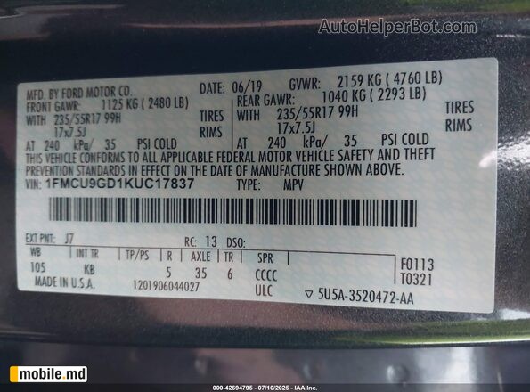 2019 Ford Escape — photo 9