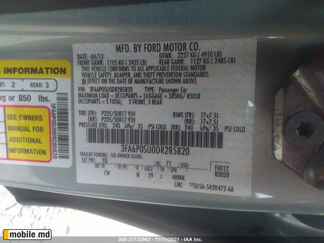 2013 Ford Fusion — photo 9